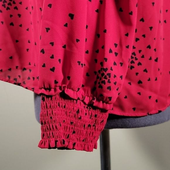 Maison Jules Heart-Print Smocked Top Sz XL - Picture 8 of 14